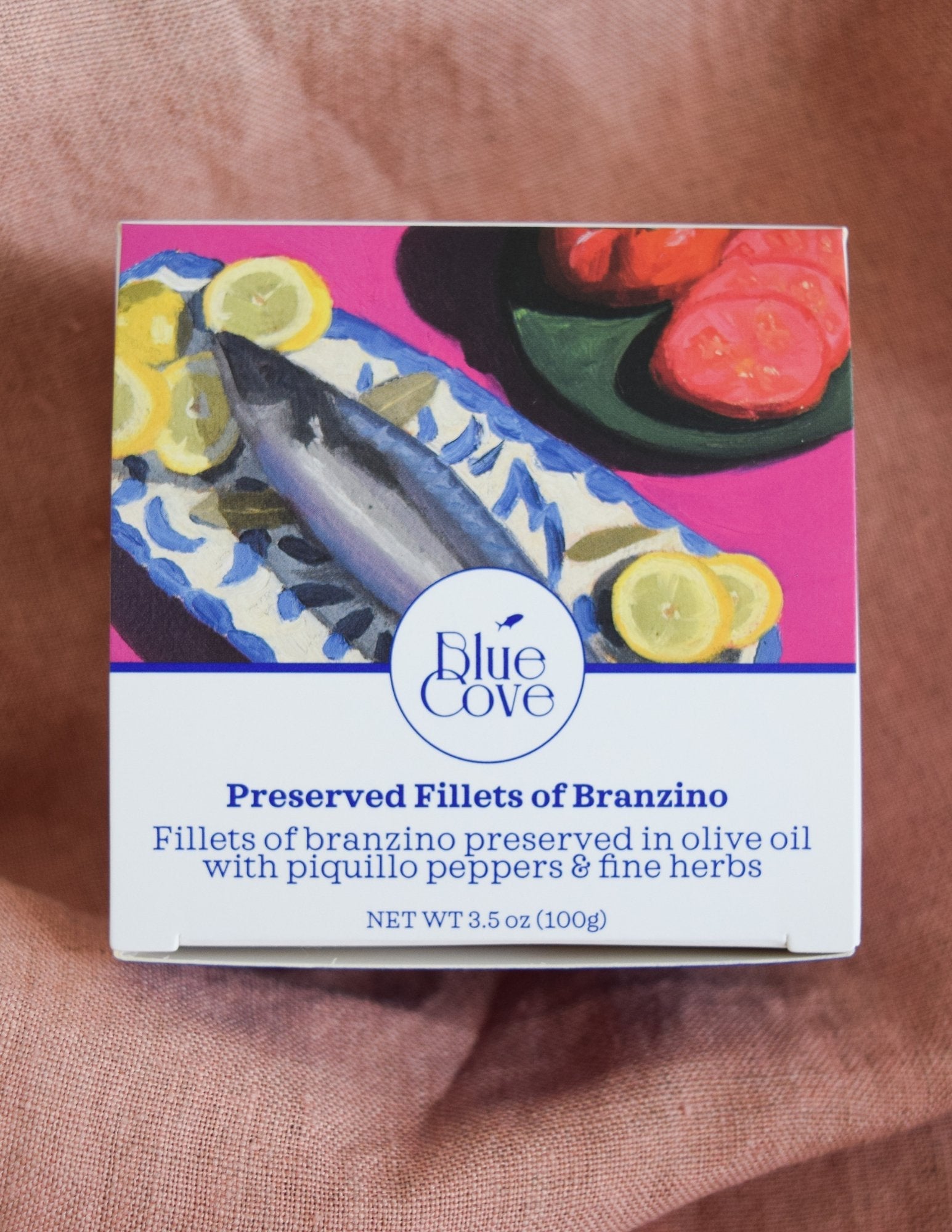 Branzino with piquillo peppers & herbs (2x tins) - Blue Cove